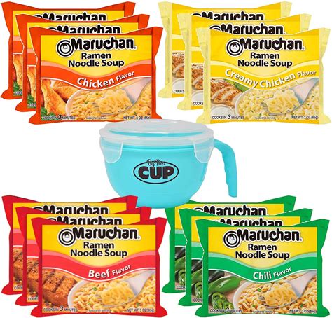 Buy By The Cup Maruchan Ramen Variety 4 flavors + By The Cup Microwavable Soup (Pack of 12 ...