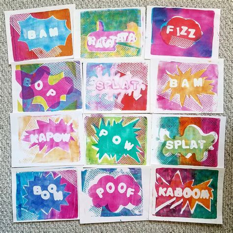 Onomatopoeia Pop Art Prints with Gelli Arts® + Guest Art Educator Kristen Bolster – Printing ...