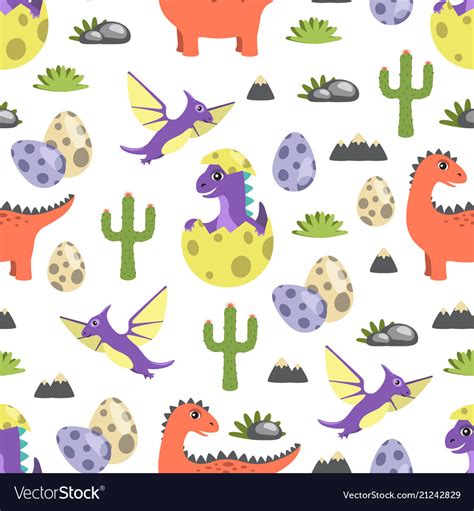 Dinosaur seamless pattern Royalty Free Vector Image