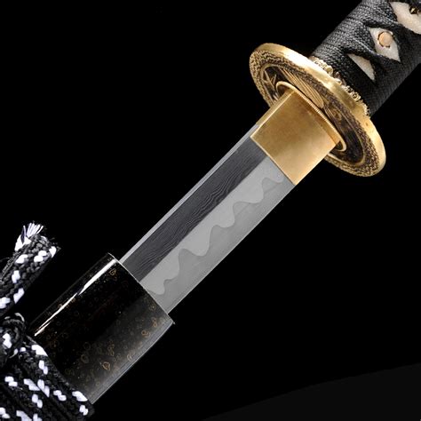 Black Handmade Damascus Steel Real Hamon Blade Katana Japanese Samurai ...