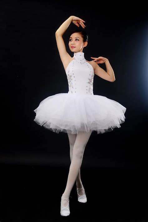 Free Shipping Girls Ballet Tutu Dance Clothes White Elegant Classical ...