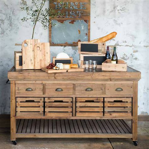 Rolling Kitchen Island - Iron Accents