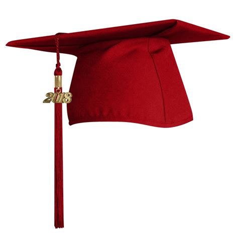 Matte Red Graduation Cap with Tassel|Vocational