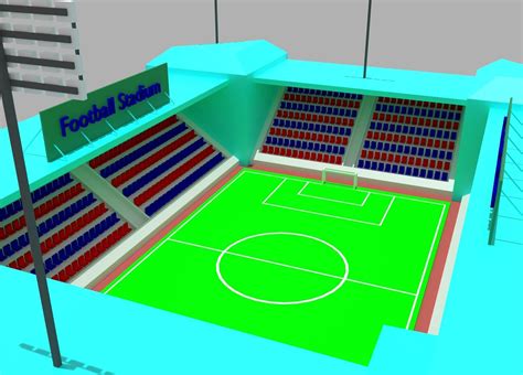 3D model Low Poly Simple Cartoon Football Stadium VR / AR / low-poly ...