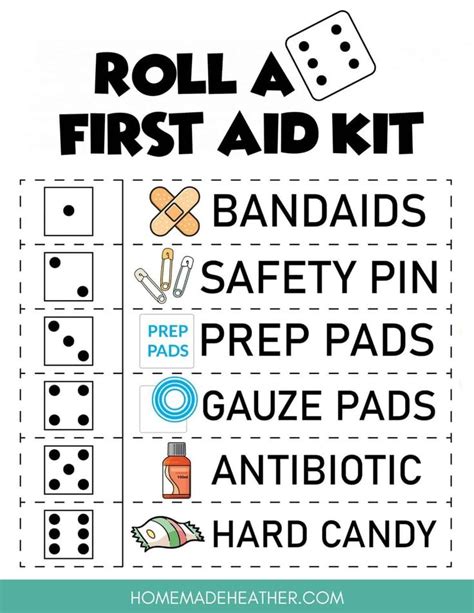 Roll a First Aid Kit Printable | First aid for kids, First aid, How to teach kids