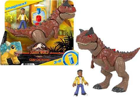 Buy Fisher-Price Imaginext Jurassic World Camp Cretaceous Carnotaurus Dinosaur & Darius figure ...