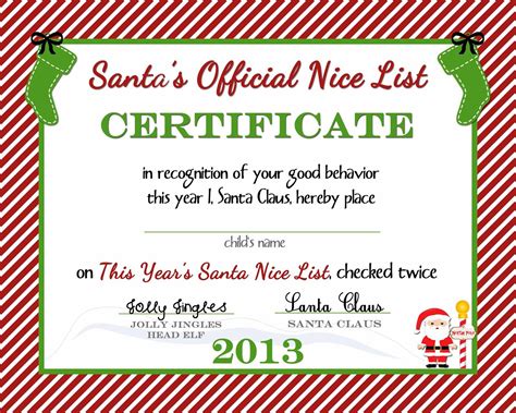 santa NICE LIST CERTIFICATES | Free Printable) Nice List Certificate ...