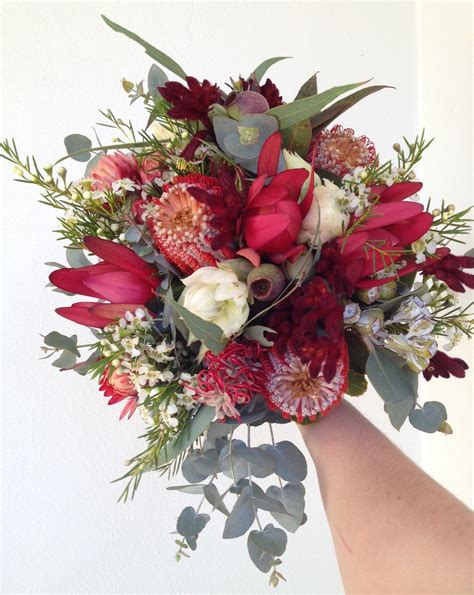 Bridal Wedding Bouquet Of Australia Native Flowers - Blushing Bride, Geraldton Wax ...