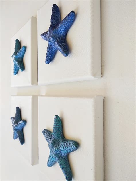 3d starfish bathroom wall art blue bathroom starfish beach | Etsy