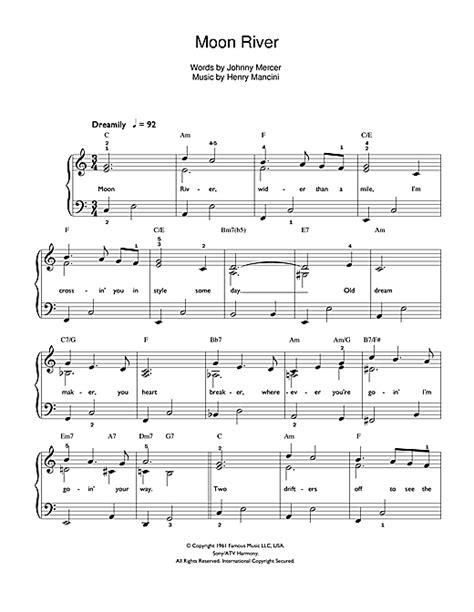 Frank Sinatra "Moon River" Sheet Music Notes | Download Printable PDF ...