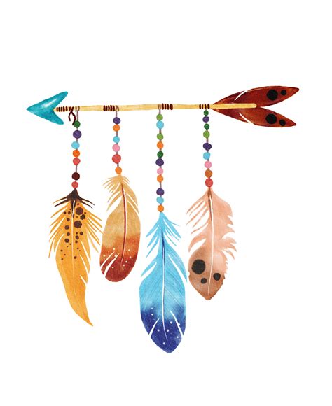 bohemian feather watercolor painted 11194007 PNG