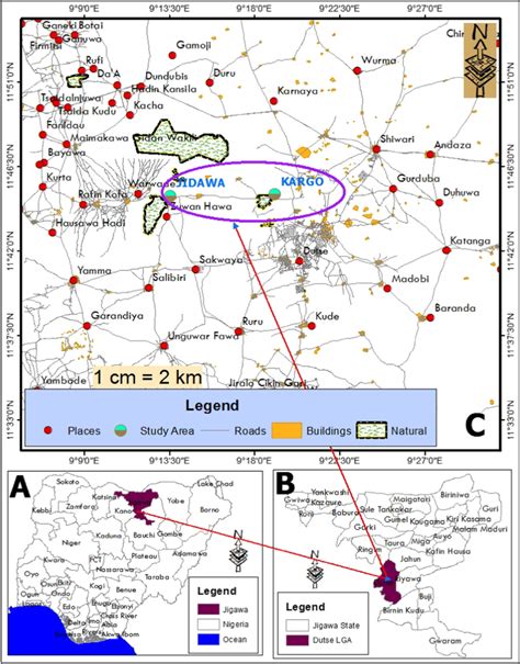 A Map of Nigeria showing Jigawa State. B Map of Jigawa State showing ...