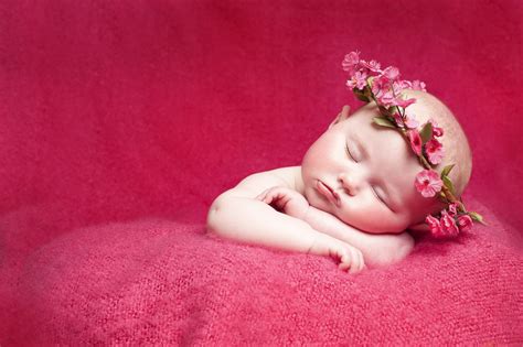 Wallpaper : nature, red, sleeping, dress, baby, pink, happy, Person, skin, child, flower, girl ...