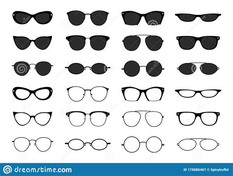 Glasses Collection. Geek Eyeglasses and Sunglasses. Black Spectacles ...