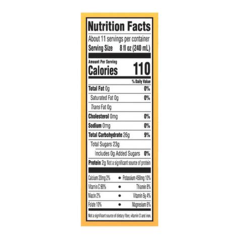 Simply Orange Juice Nutrition Facts Label | Besto Blog