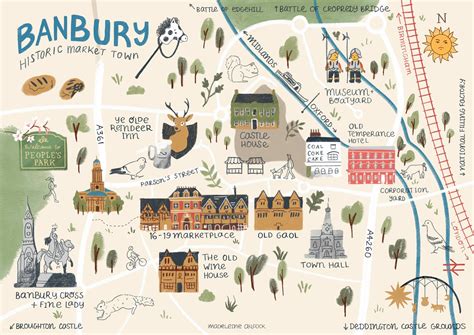 A4 Banbury Map Print Oxfordshire Cotswolds Historical UK Art | Etsy