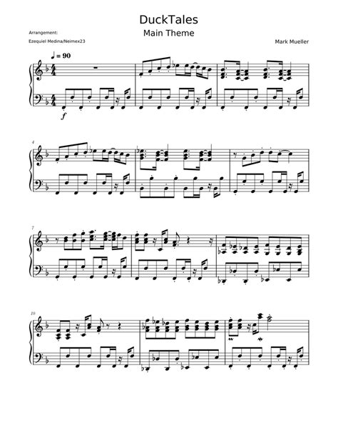 DuckTales Main Theme Sheet music for Piano | Download free in PDF or ...