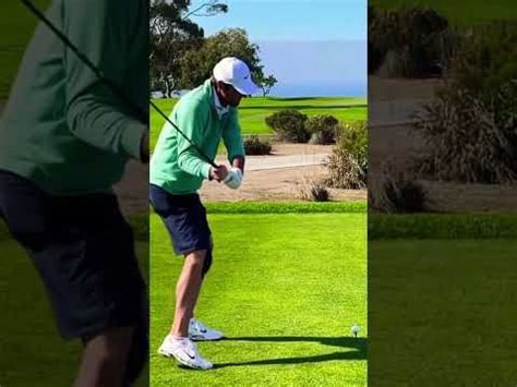 two shots of a man playing golf on the green