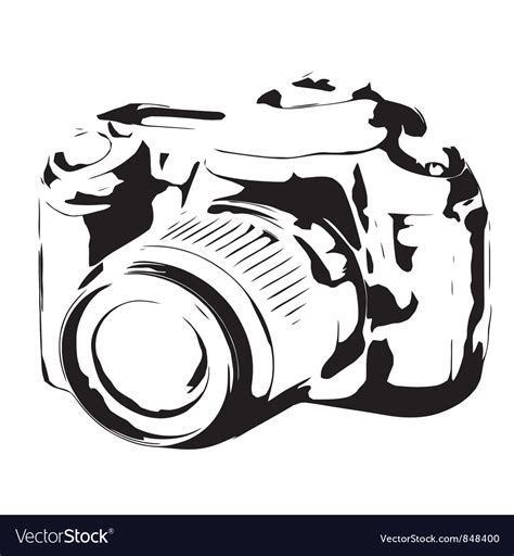 Digital camera silhouette black and white Vector Image