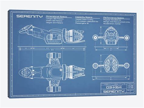 Serenity Firefly Spaceship Blueprint Canva... | Action Blueprints | iCanvas