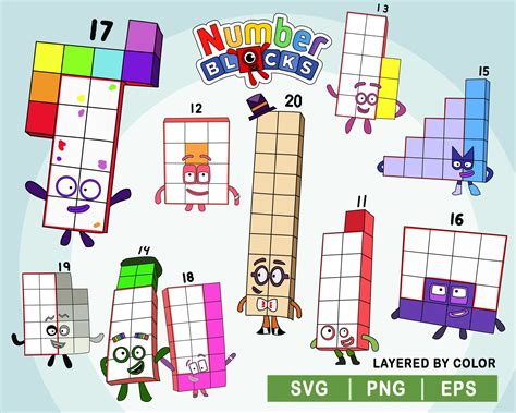 Number blocks 11-20 svg bundle, ready for cricut, digital file ...