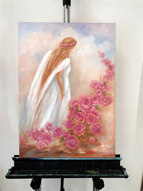 Angel Portrait Painting Christian Wall Art Original Art Angel - Etsy