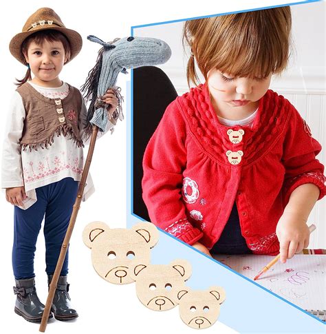 120 Pieces Buttons for Baby Cardigans Wooden Baby Buttons with Cute ...