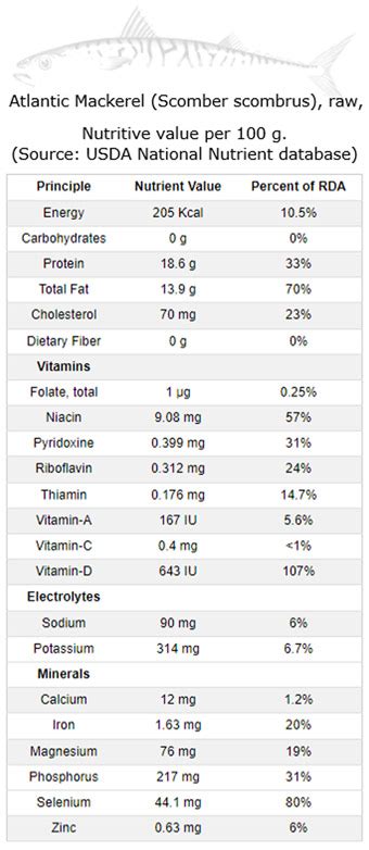 Atlantic Meckerel Nutrition facts and Health advantages