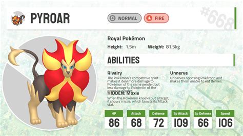 #0668 Pyroar - Pokecharms PokéDex