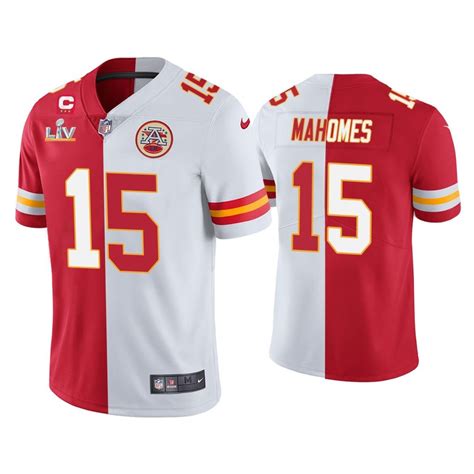 Patrick Mahomes Kansas City Chiefs Red White Super Bowl LV Split Jersey ...