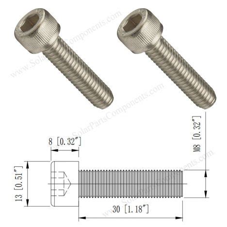 Hex Socket Bolt, M8×30mm Allen Head Screw, A2-70