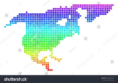 Vektor Stok Pixel North America Map Vector Territory (Tanpa Royalti) 1082966324 | Shutterstock