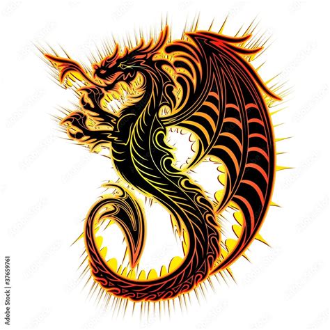 Drago Fuoco Simbolo-Fire Dragon Symbol-2012 Stock Vector | Adobe Stock