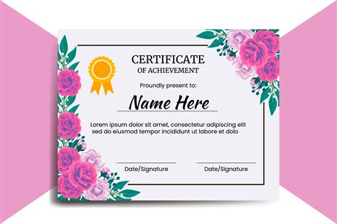 Certificate Digital Template Rose Flower Graphic by Dender Studio · Creative Fabrica