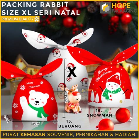 Jual [ ISI 5 Pcs] Kemasan Packing Rabbit SIZE XL Edisi Natal Plastik ...