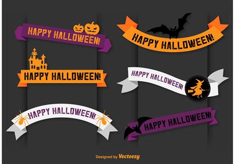 Happy Halloween Vector Banner Ribbons 89937 Vector Art at Vecteezy