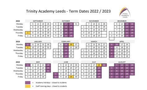 Term Dates - Trinity Academy Leeds