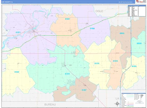 Lee County, IL Wall Map Color Cast Style by MarketMAPS