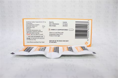 Diclofenac Sodium Suppositories 50mg GMP PAN India Supplier