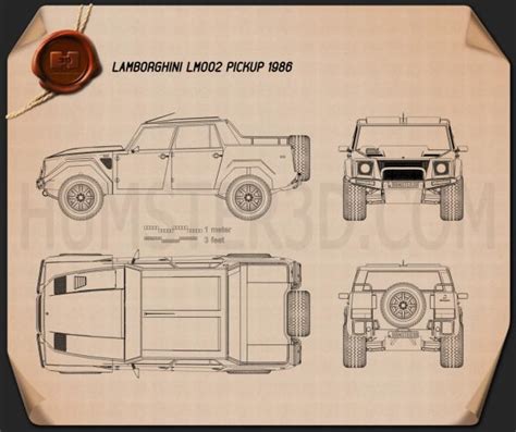 Lamborghini LM002 1986 Blueprint - Hum3D