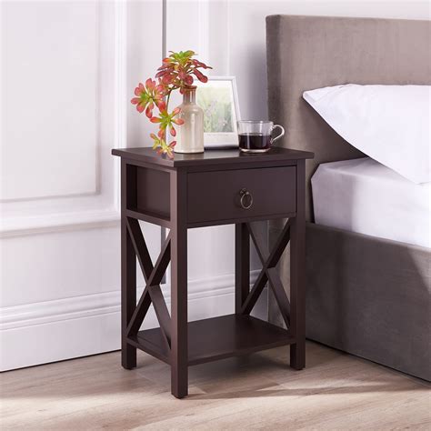 Eily Night Stand Bedside Table With Drawer Wooden Side Tables Bedroom ...