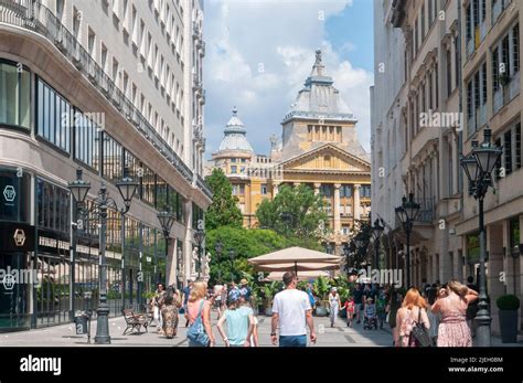 Pedestrian Street Scene in Vörösmarty tér on Vaci Utca District 5, Budapest, Hungary Tourism ...