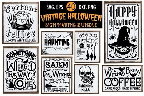 Vintage Halloween Signs and labels SVG bundle, Farmhouse