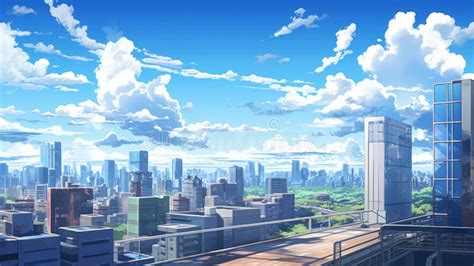 Anime Style Cityscape. Neural Network AI Generated Stock Illustration ...