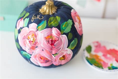 Hand painted floral pumpkin