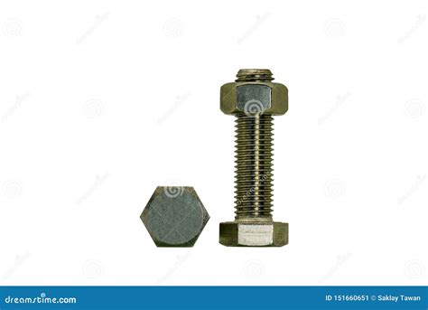 Hex Bolts with nuts steel stock image. Image of isolated - 151660651