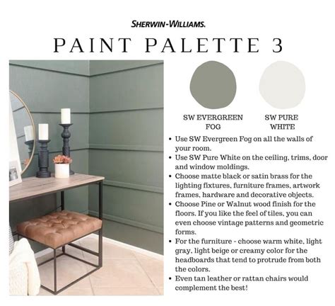 Sherwin Williams EVERGREEN FOG Paint Color Palette Interior - Etsy ...