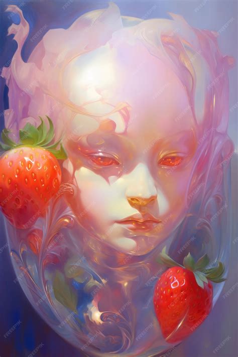 Free AI Image | Digital portrait with strawberries