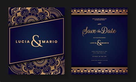 Luxury wedding invitation card design with golden mandala and abstract pattern, Arabic Islamic ...