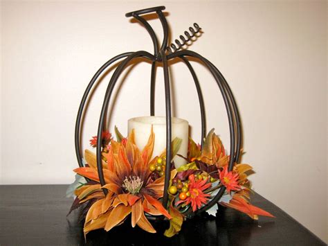 wire pumpkin candle | Fall decor diy, Fall centerpiece, Fall candle centerpieces